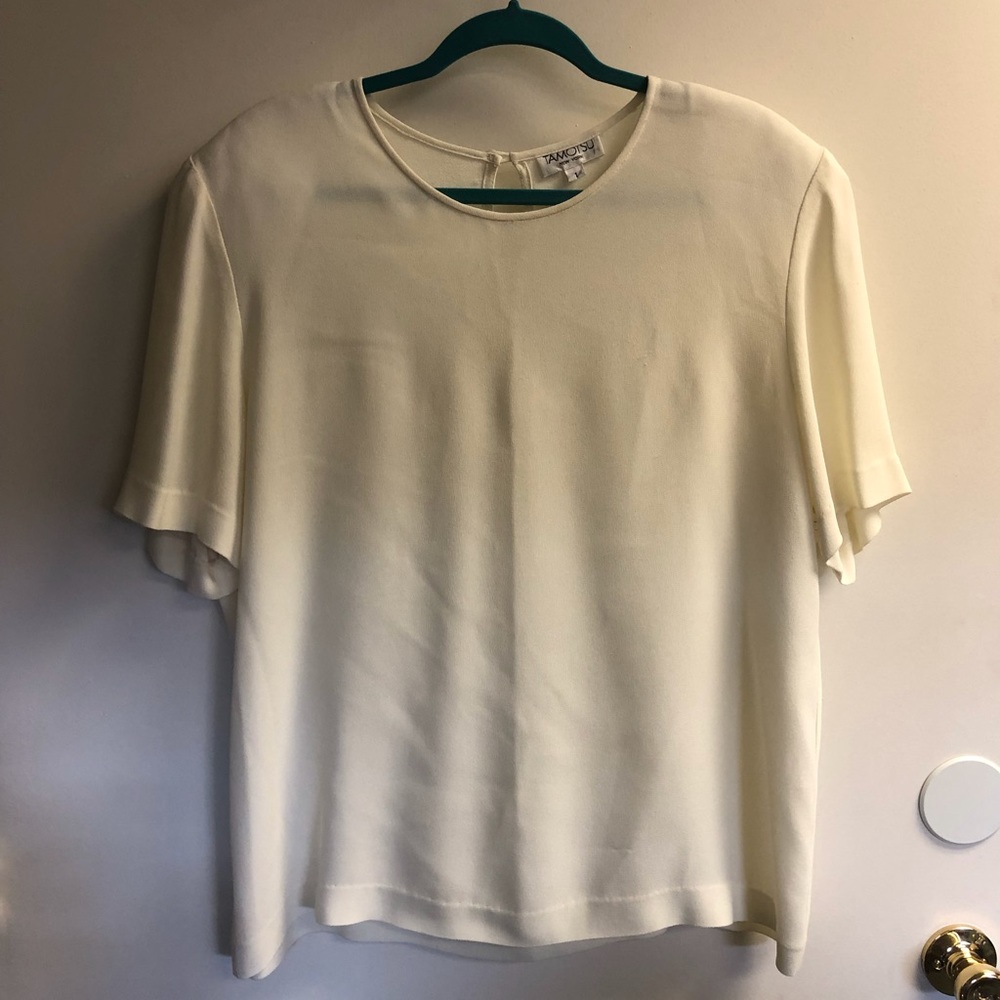 Vintage Tamotsu New York Cream Ivory Blouse XL